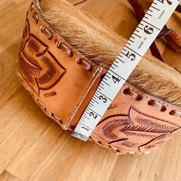 HAND TOOLED Leather Pony Hair Bag - Picture 10 of 14